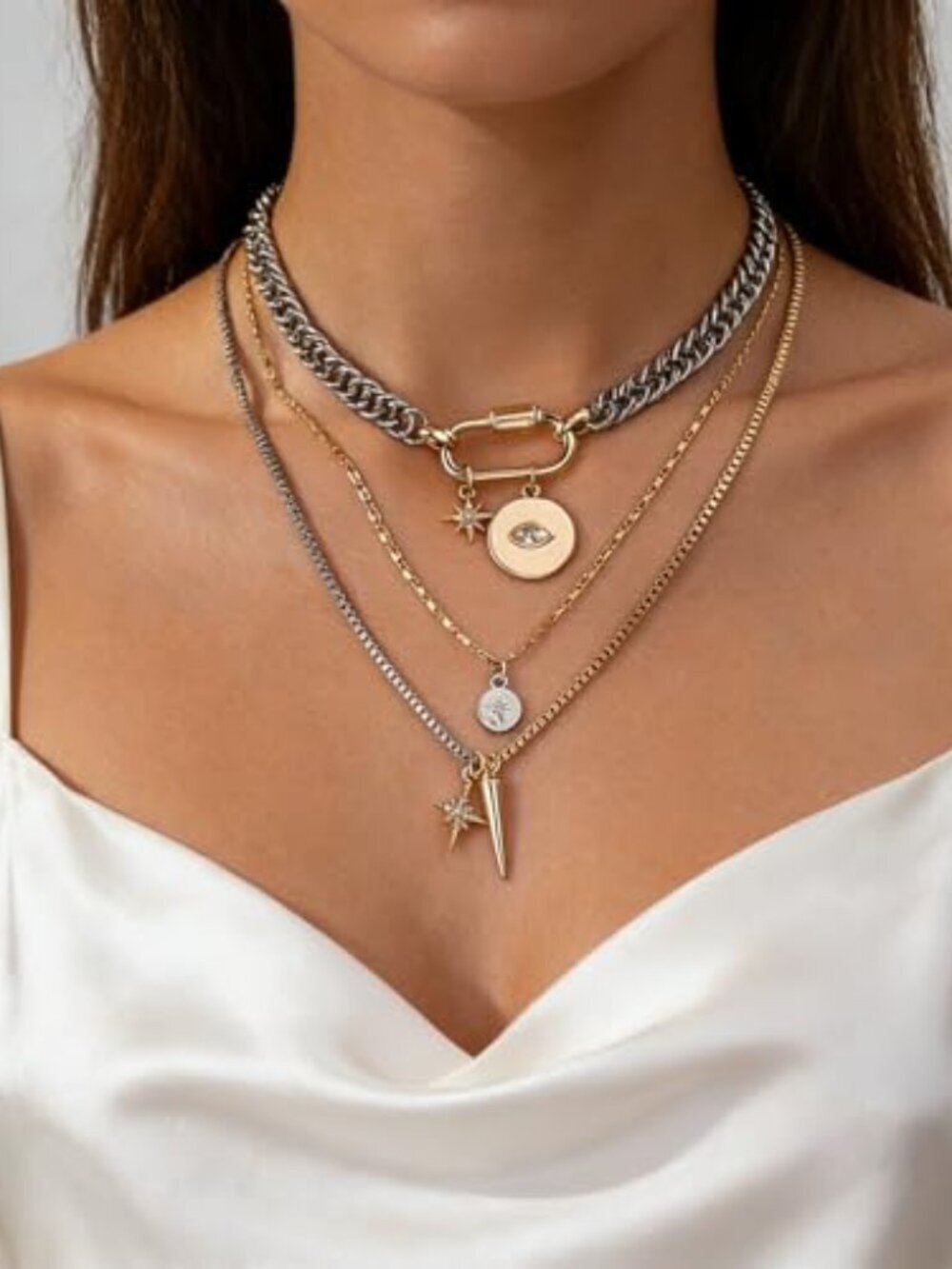 3pcs Gold Layered Necklaces for Women